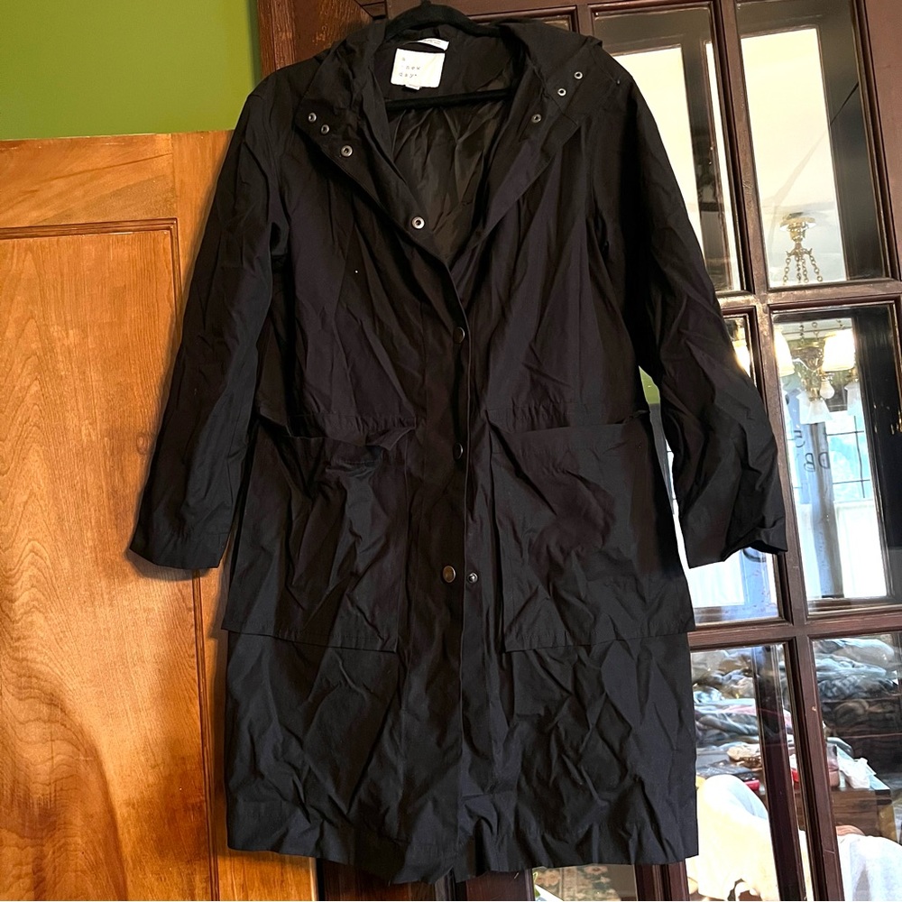 Women's Black Hooded Rain Jacket